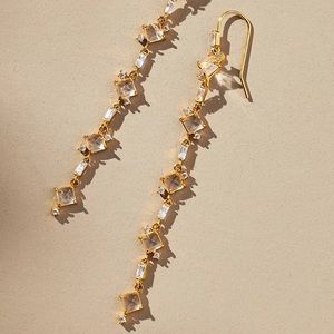 Anthropologie Linear Crystal Chain Drop Earrings